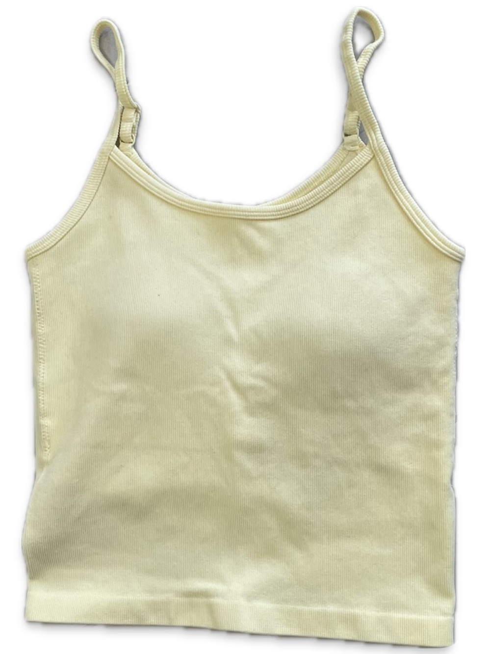 Urban Basic Women’s Yellow Ribbed Tank Top Built-In Support Slim Fit Small - Picture 9 of 14